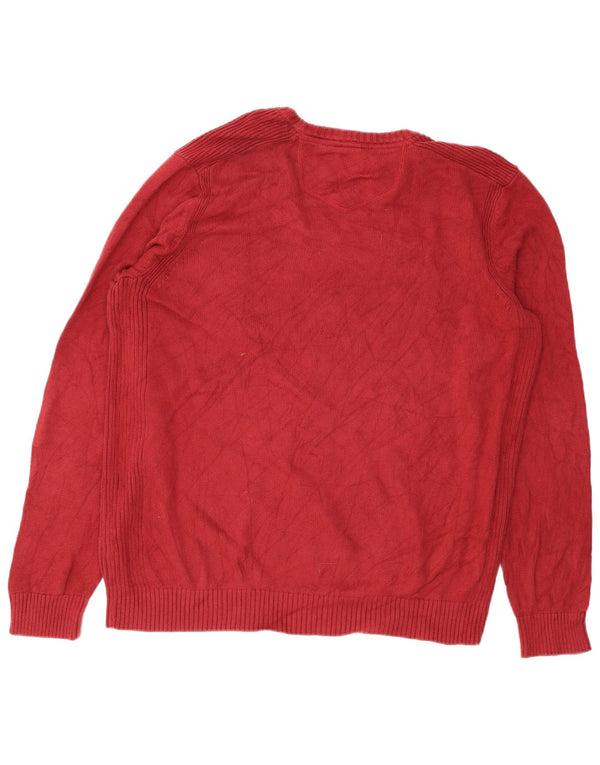 Eddie Bauer Mens Tall Boat Neck Jumper Sweater XL Burgundy Cotton