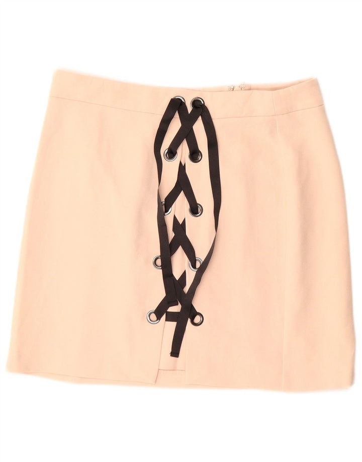 Topshop Womens Mini Skirt UK 12 Medium W30  Beige Polyester