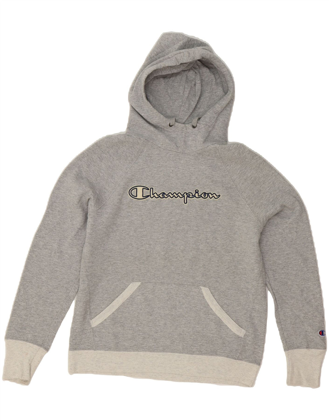 CHAMPION Mens Graphic Hoodie Jumper Small Grey Vintage Champion and Second-Hand Champion from Messina Hembry 