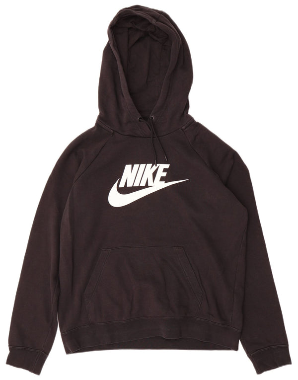 Nike Womens Graphic Hoodie Pullover UK 14 Mittelschwarze Baumwolle