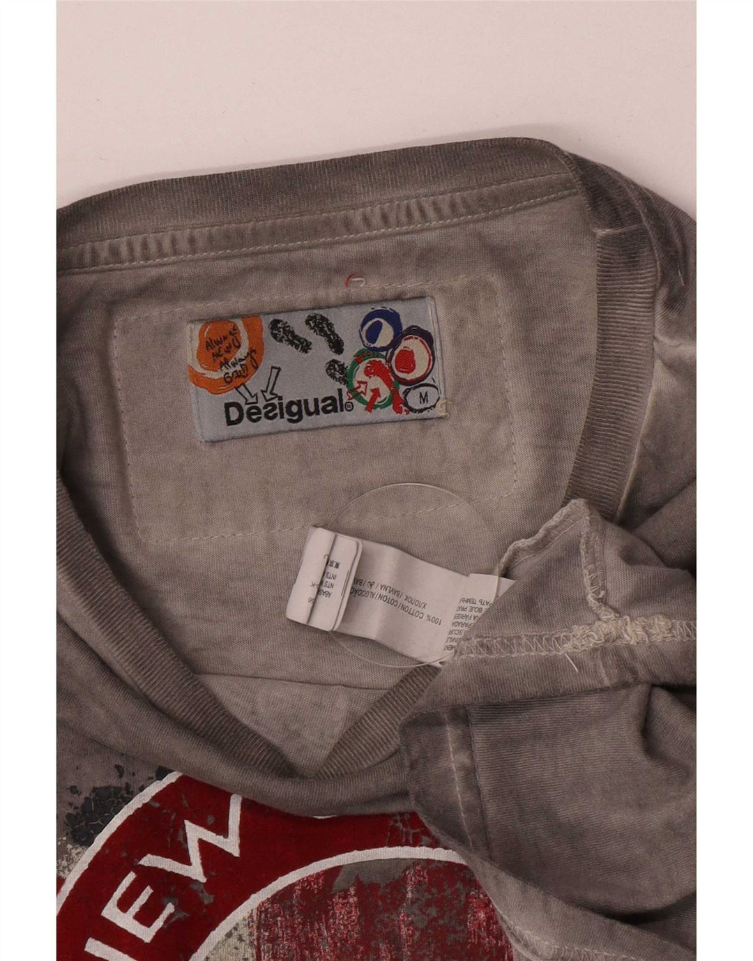 Desigual T-Shirt Graphique Homme Gris Moyen Coton