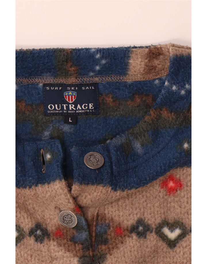 Vintage Herren-Fleecepullover, groß, mehrfarbig, Fair-Isle-Polyester