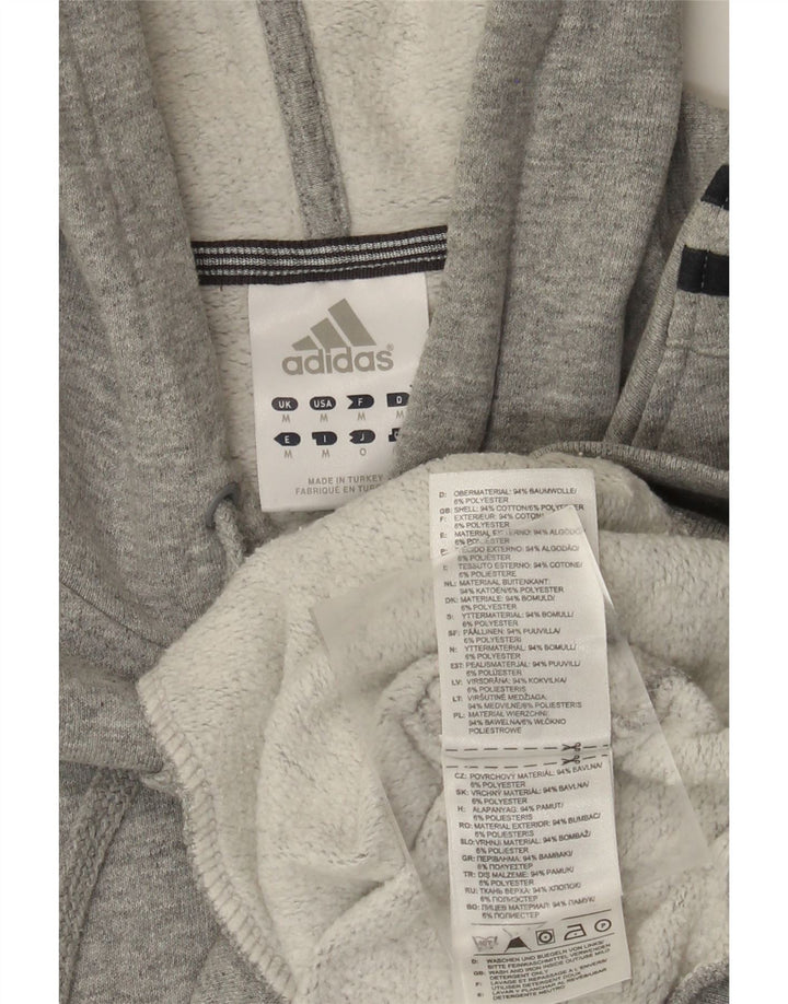 Adidas Mens Hoodie Jumper Medium Grey Flecked Cotton