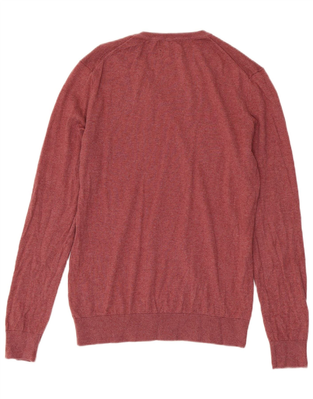 Zara Mens V-Neck Jumper Sweater Medium Burgundy Cotton