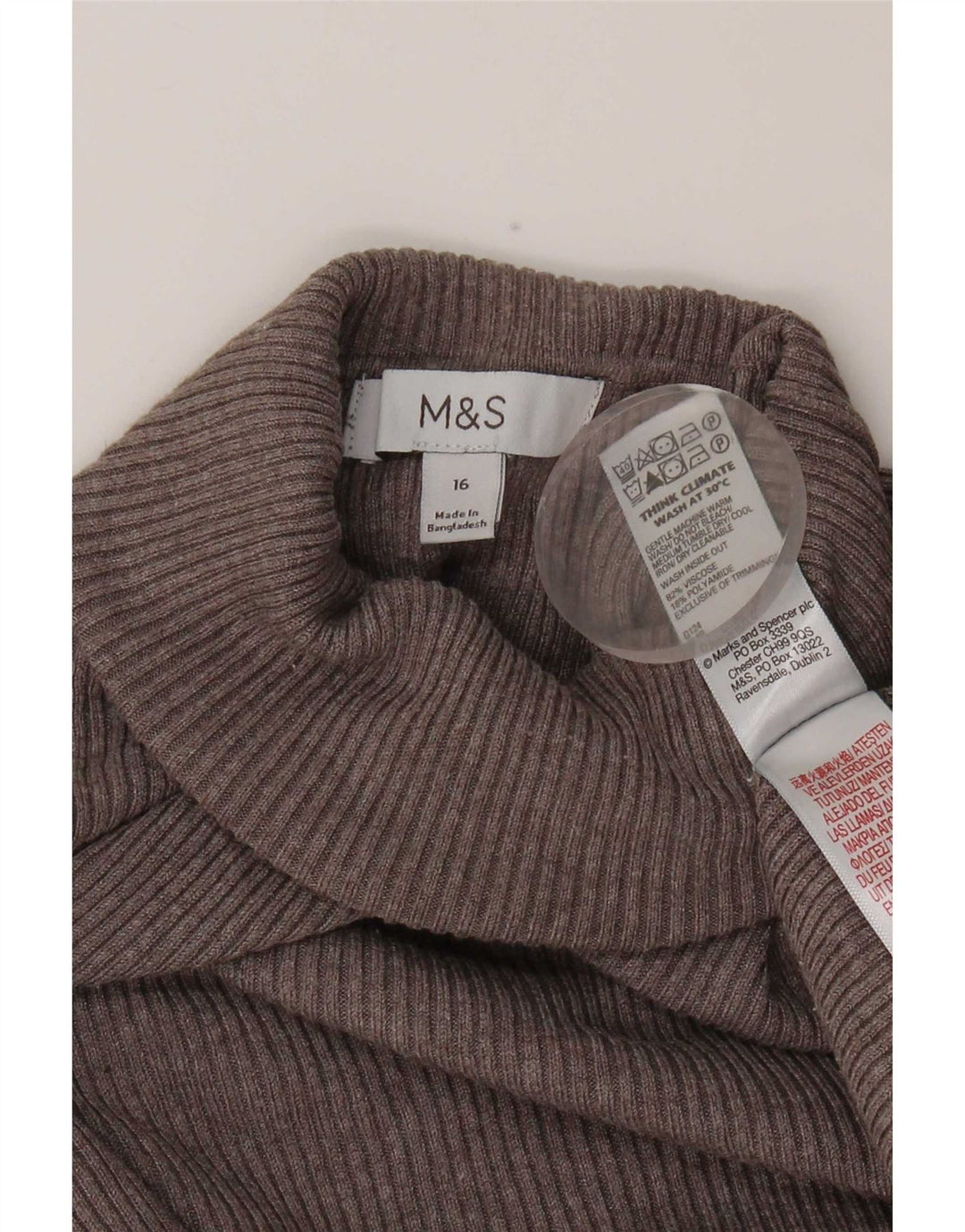 Marks & Spencer Womens Top Long Sleeve UK 16 Large Grey Viscose