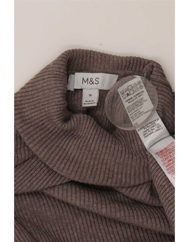 Marks & Spencer Womens Top Long Sleeve UK 16 Large Grey Viscose