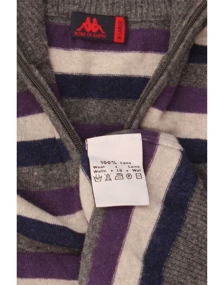 Kappa Mens Zip Neck Jumper Sweater XL Multicoloured Striped Wool