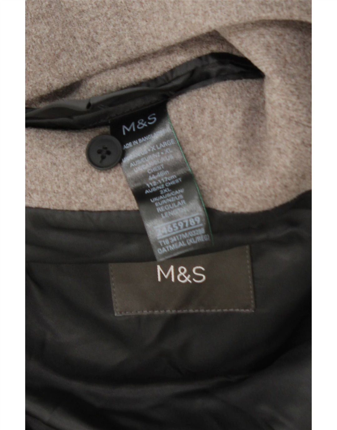 Marks & Spencer Mens Overcoat UK 42 XL Brown Polyester