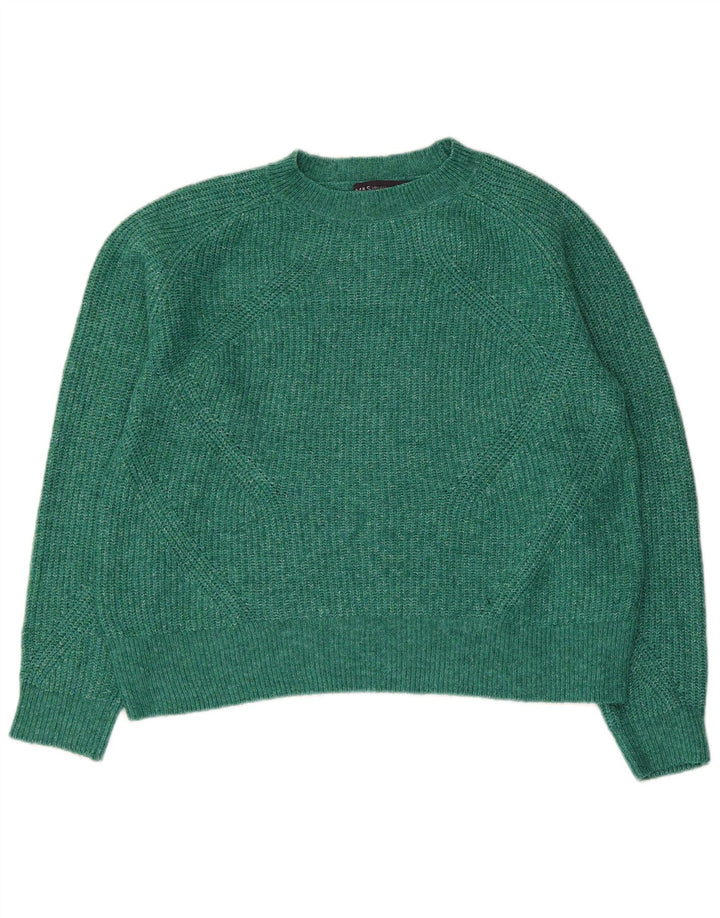 Marks & Spencer Womens Crew Neck Jumper Sweater UK 14 Medium Green Flecked