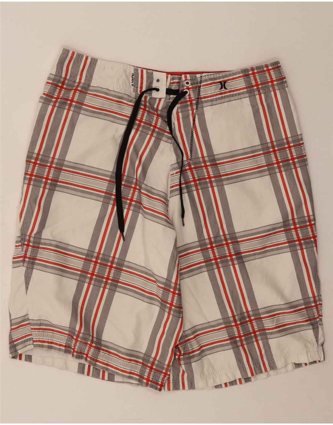 Hurley Mens Graphic Swimming Shorts Large White Check Polyester