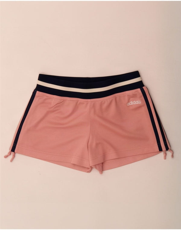 Adidas Womens Sport Shorts UK 12 Medium Pink Colourblock Polyester
