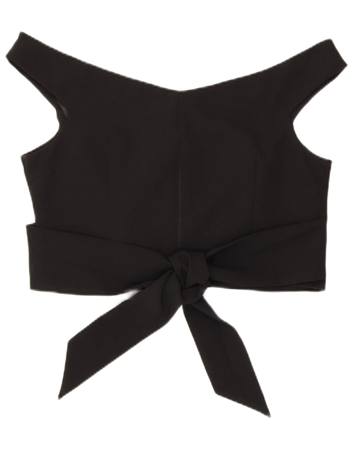 Coast Womens Crop Off Shoulder Top UK 16 Large Black Polyester