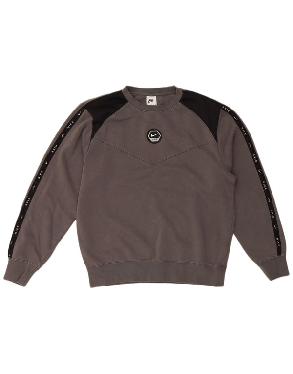 Nike Herren Grafik-Sweatshirt-Pullover aus mittelgrauer Colourblock-Baumwolle