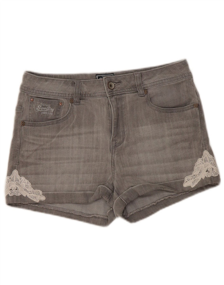 Superdry Womens Denim Shorts W30 Medium Grey Cotton