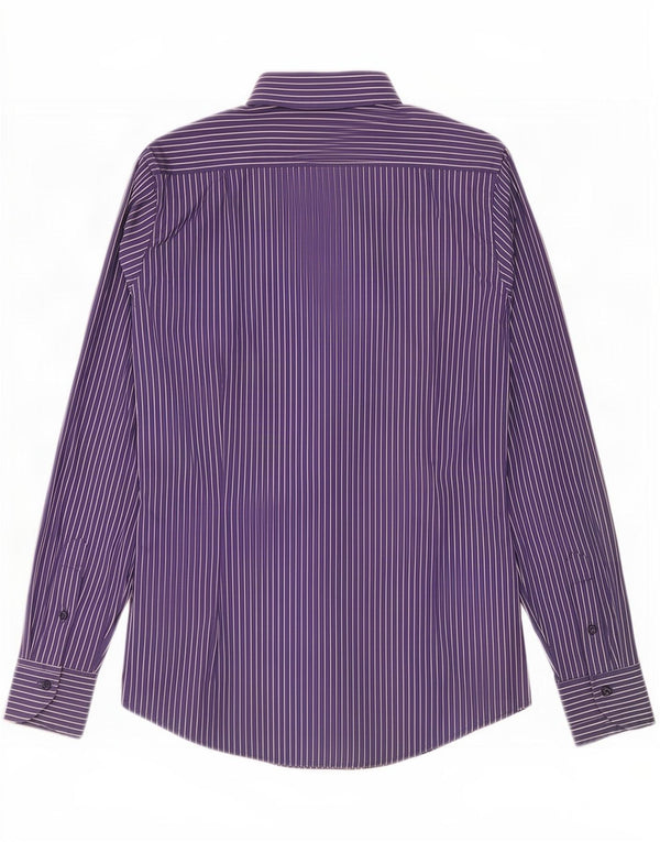 Benetton Mens Shirt Medium Navy Blue Pinstripe