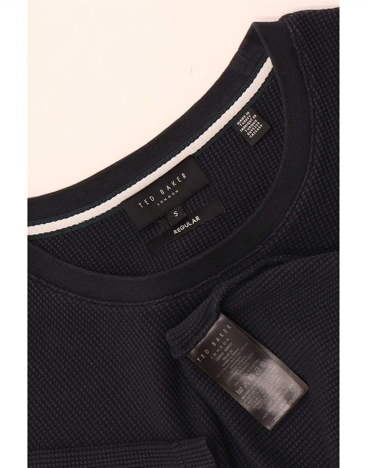 Ted Baker Mens Regular Fit T-Shirt Top Size 5 XL Navy Blue Cotton