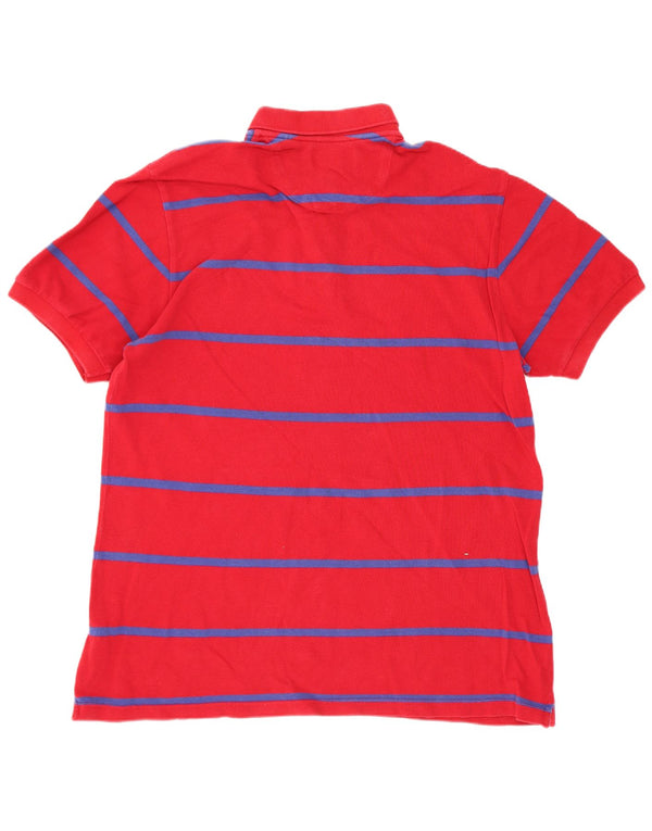 Chaps Mens Polo Shirt Medium Red Striped Cotton
