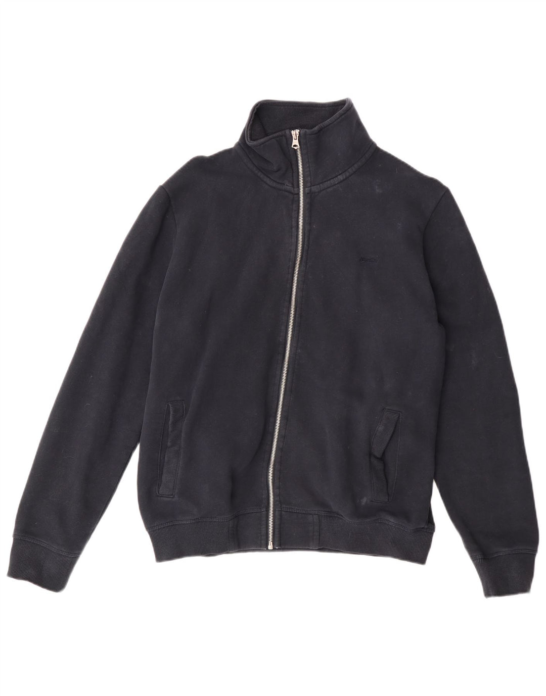 SUPERDRY Womens Tracksuit Top Jacket UK 16 Large Navy Blue Cotton