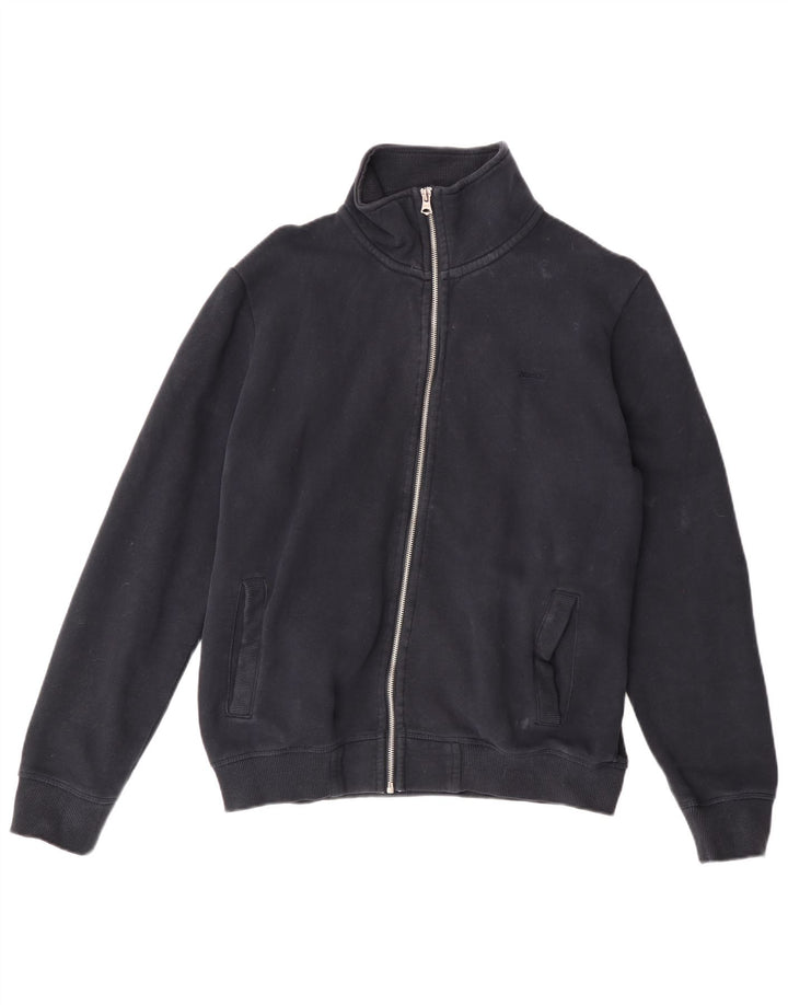 SUPERDRY Womens Tracksuit Top Jacket UK 16 Large Navy Blue Cotton