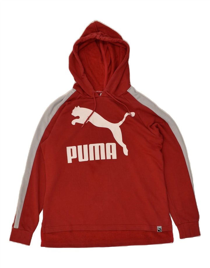 PUMA Womens Graphic Hoodie Jumper UK 8 Small  Red Cotton | Vintage Puma | Thrift | Second-Hand Puma | Used Clothing | Messina Hembry 
