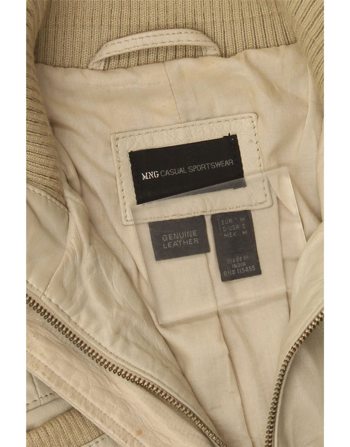 Mango Mujer Chaqueta De Cuero UK 42 Medio Beige