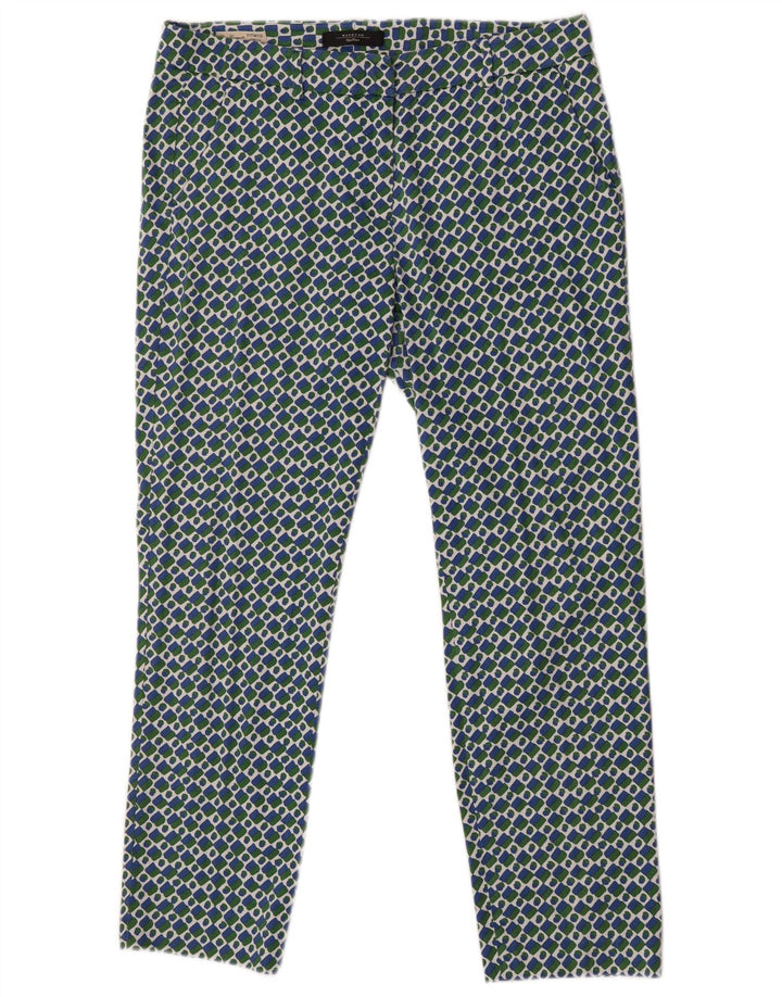 Max Mara Womens Weekend Straight Chino Trousers W32 L26 Blue Geometric