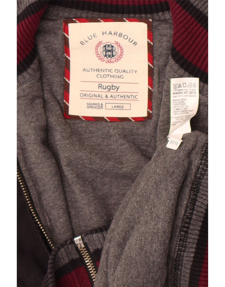 Marks & Spencer Mens Rugby Cardigan Sweater Large Black Cotton