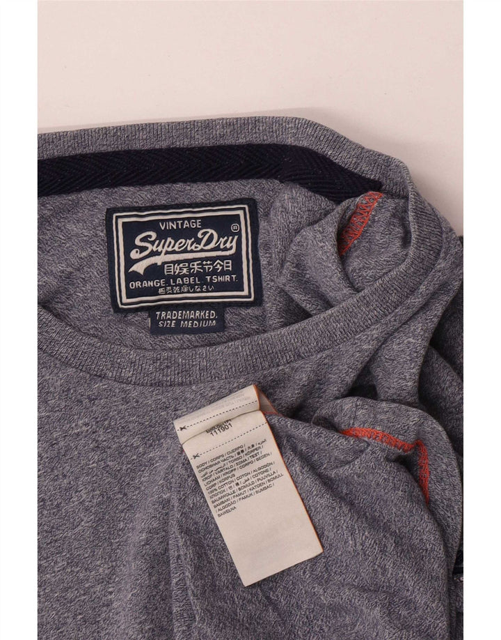 Superdry Herren-Oberteil aus Baumwolle mit langen Ärmeln, mittelmarineblau meliert