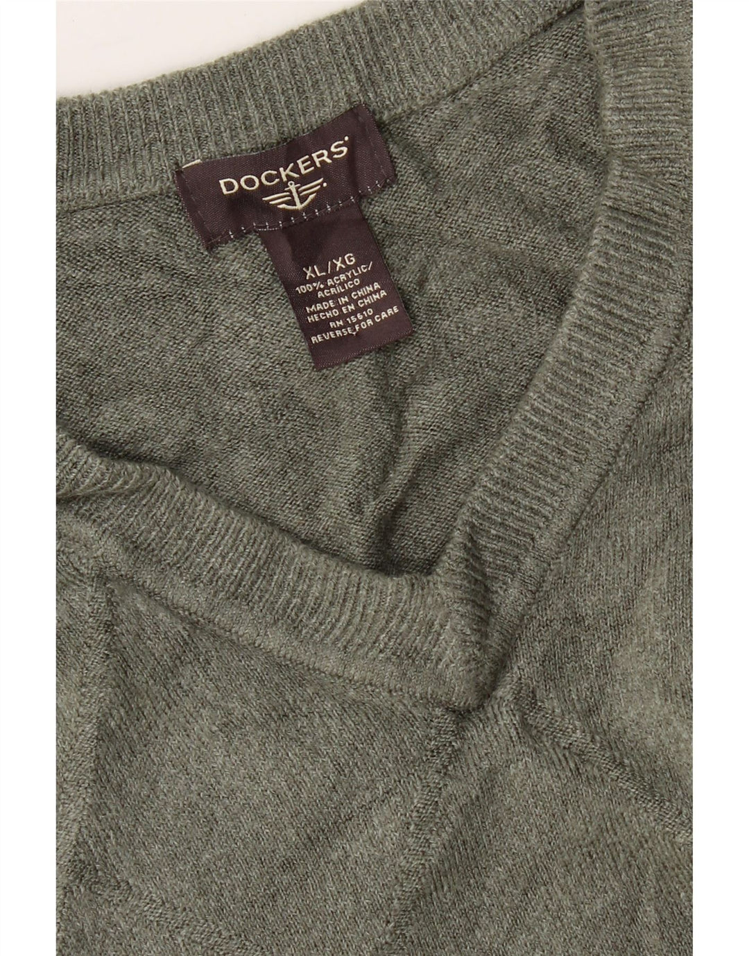 DOCKERS Mens V-Neck Jumper Sweater XL Green Acrylic Vintage Dockers and Second-Hand Dockers from Messina Hembry 