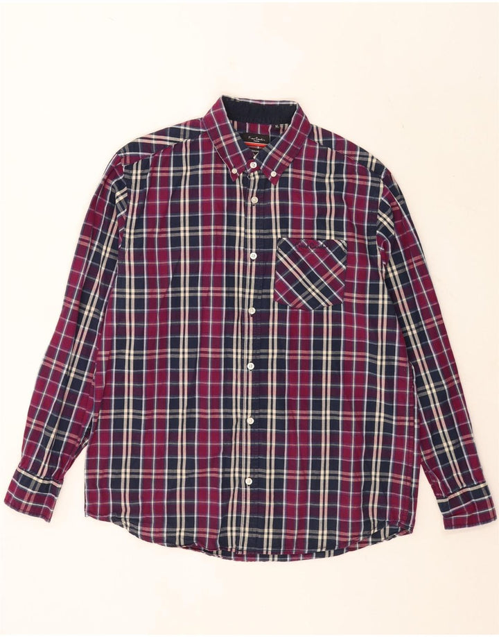 Pierre Cardin Mens Regular Fit Shirt XL Purple Plaid