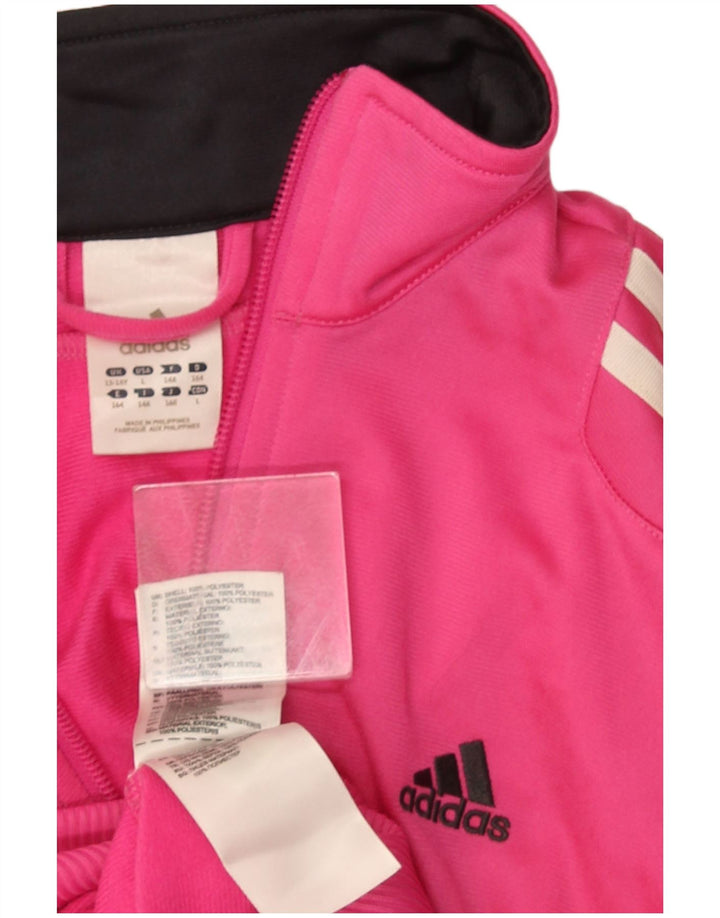 Adidas Girls Tracksuit Top Jacket 13-14 Years Pink Polyester