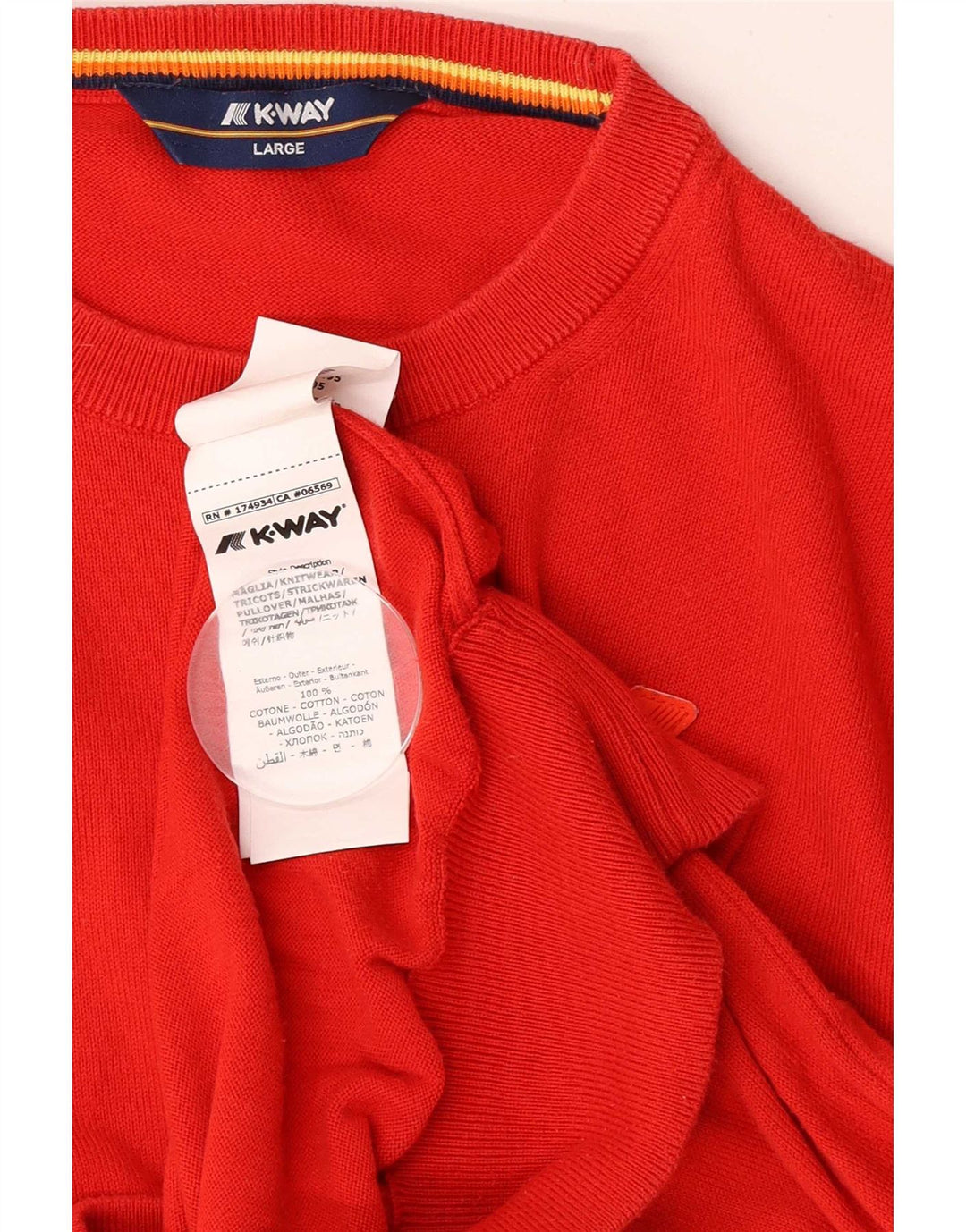 K-Way Mens Crew Neck Jumper Sweater Large Red Cotton