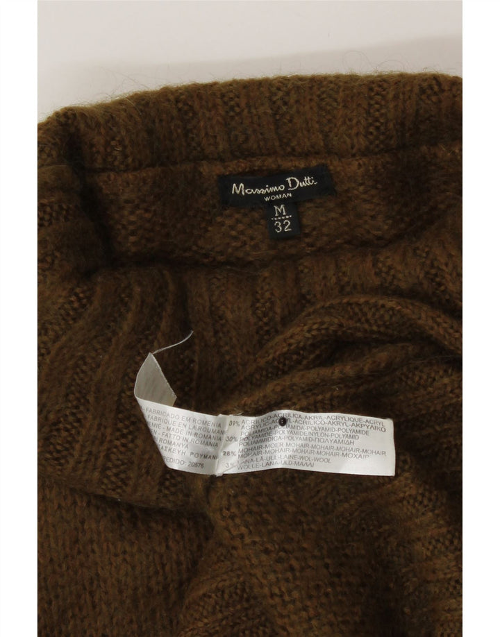 Massimo Dutti Womens Roll Neck Jumper Sweater UK 12 Medium Khaki Acrylic