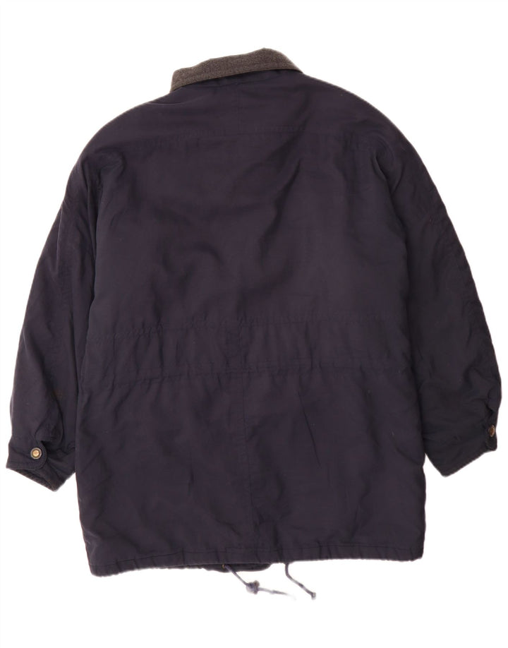 Vintage Ανδρικό παλτό αντιανεμικό UK 38 Medium Navy Blue Colorblock Πολυεστέρας