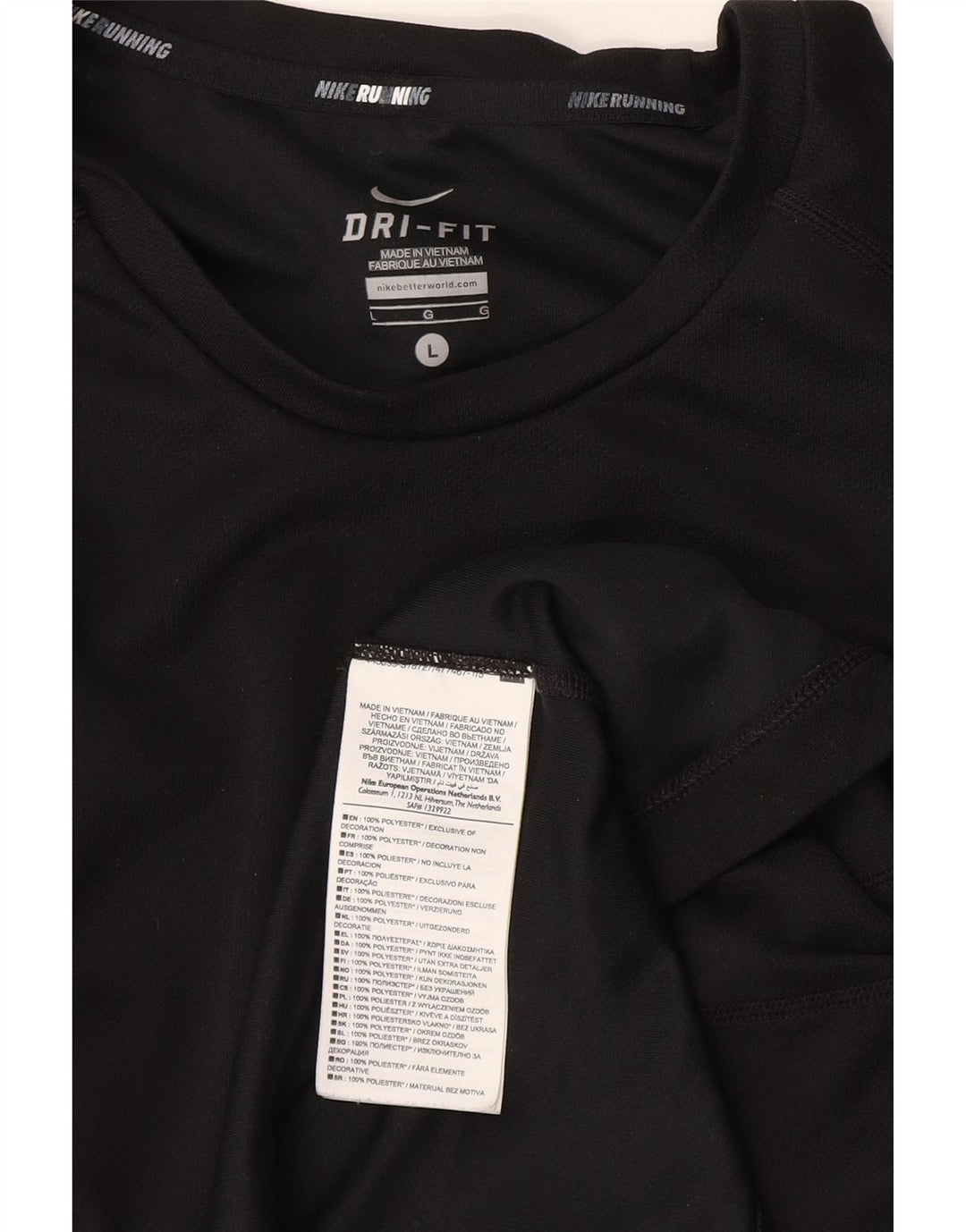 Nike Dri Fit T-shirt top til mænd, stor sort polyester