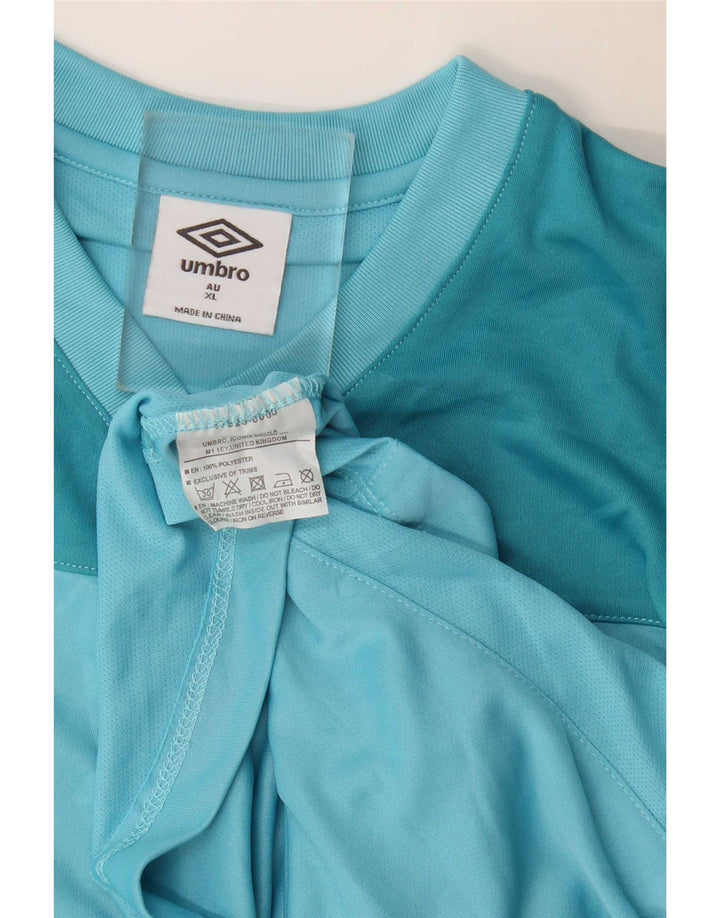 Umbro Mens Graphic T-Shirt Top XL Blue Colourblock Polyester