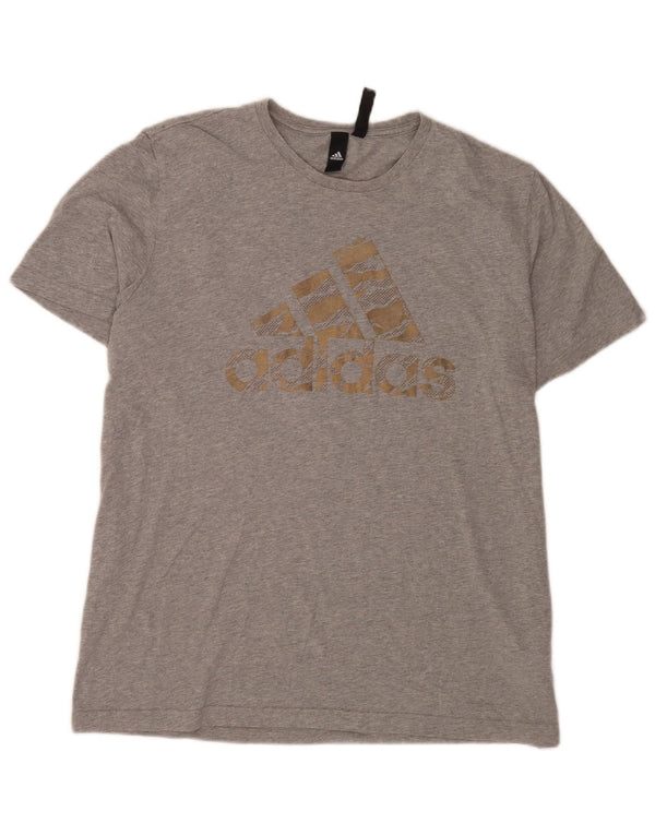 T-shirt grafica da uomo Adidas Top XL in cotone chiazzato grigio