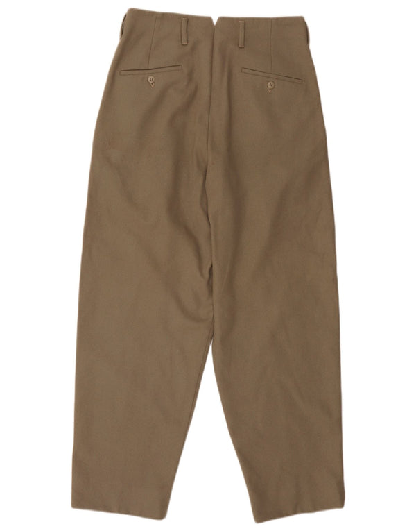 Virgola Mens High Waist Pegged Chino Trousers IT 46 Large W30 L27 Khaki