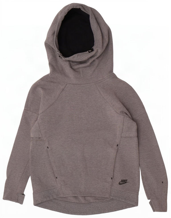 Nike Damen Kapuzenpullover UK 10 Small Grau gefleckte Baumwolle