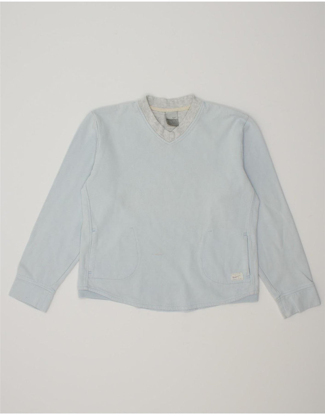 NIKE Womens Sweatshirt Jumper UK 14/16 Large Blue Cotton Vintage Nike and Second-Hand Nike from Messina Hembry 