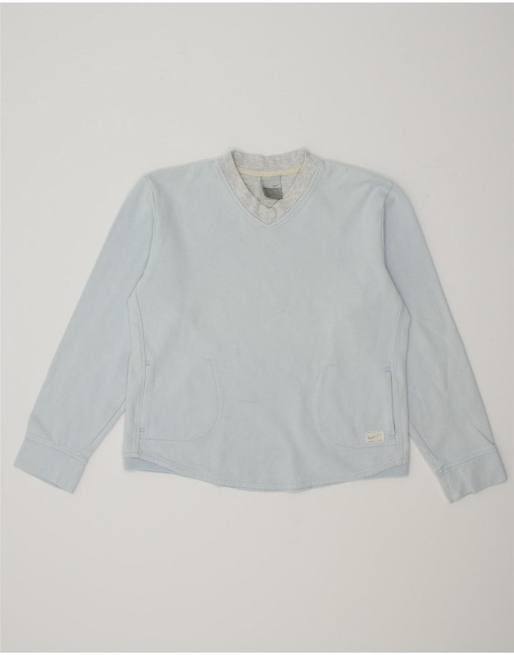 NIKE Womens Sweatshirt Jumper UK 14/16 Large Blue Cotton Vintage Nike and Second-Hand Nike from Messina Hembry 