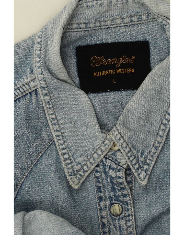 Wrangler Womens Denim Shirt UK 14 Large Blue