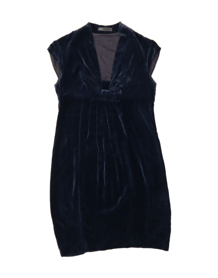 TRUSSARDI Womens Sleeveless Sheath Dress IT 42 Medium Navy Blue Viscose Vintage Trussardi and Second-Hand Trussardi from Messina Hembry 