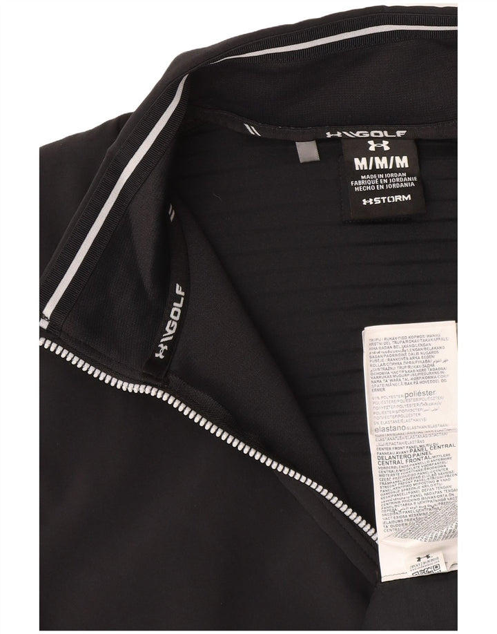 Felpa da uomo Under Armour con collo con zip, maglione medio nero in poliestere