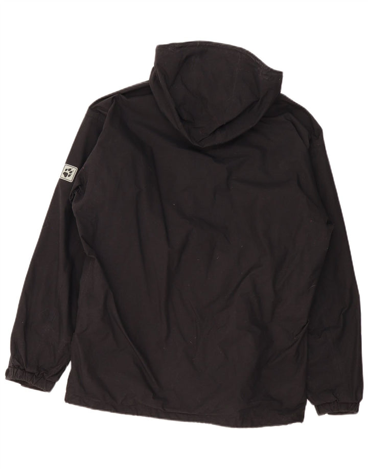 Jack Wolfskin Mens Hooded Rain Jacket UK 36/38 Medium Black Polyamide
