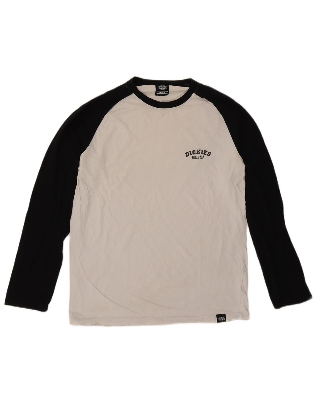 Dickies Mens Top Long Sleeve Large White Colourblock Cotton