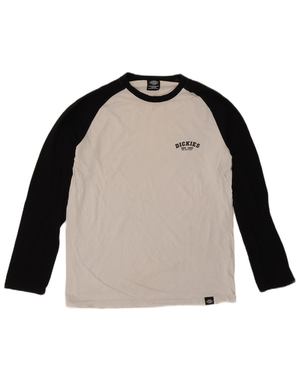 Dickies Top da uomo a maniche lunghe in cotone color block bianco grande