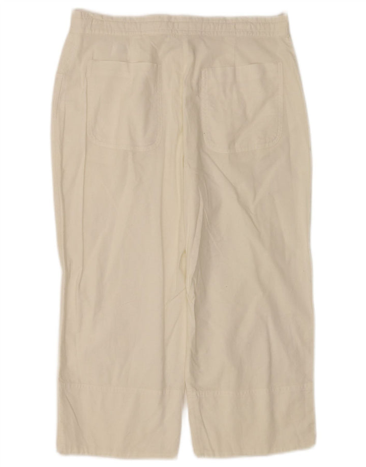 VINTAGE Womens Straight Capri Trousers Medium W28 L18 White Cotton