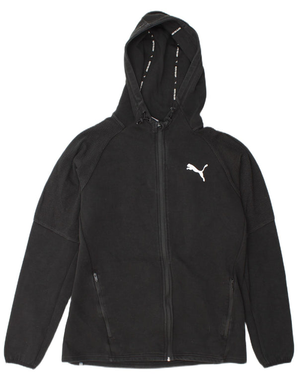 Felpa con cappuccio e zip grafica da uomo Puma grande in cotone nero