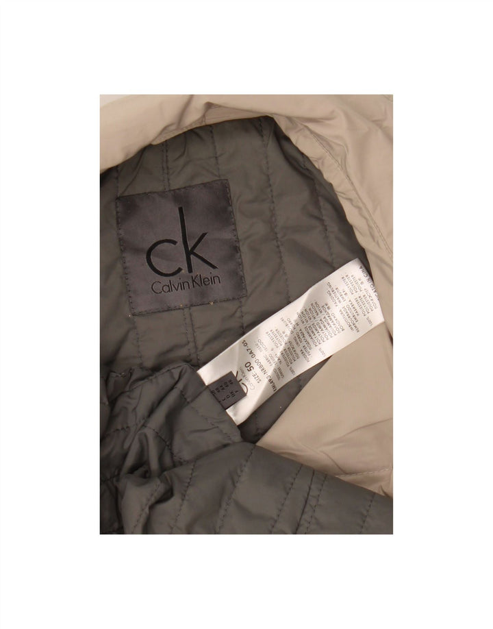 CALVIN KLEIN Mens Trench Coat UK 40 Large Grey Polyester